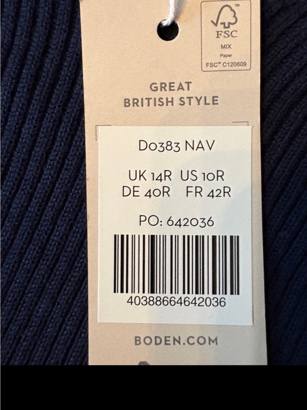 Boden Ribbed Knitted Midi Dress 10 Navy Blue Long Sleeve NWT‎ - Picture 11 of 11